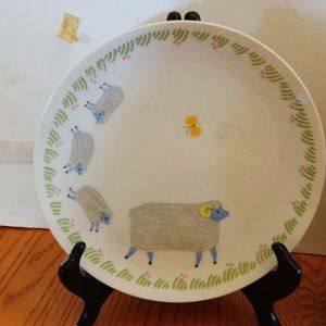 Mug and Dessert Plate With Shep and Lambs. Yellow Butterfly
